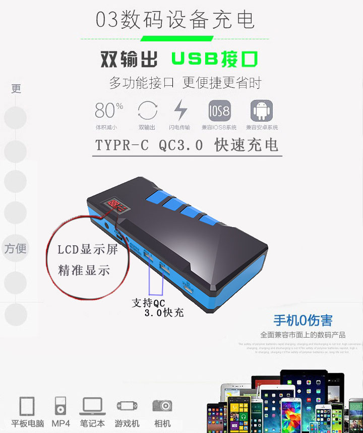 尊龙凯时人生就是博A26汽车应急电源数码充电功能